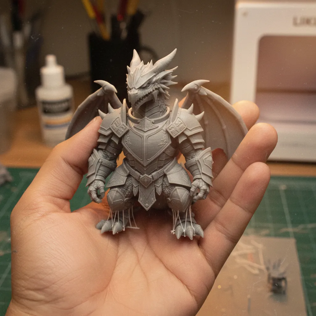 3D dragon print example showing an armored 3D dragon model ready for printing
