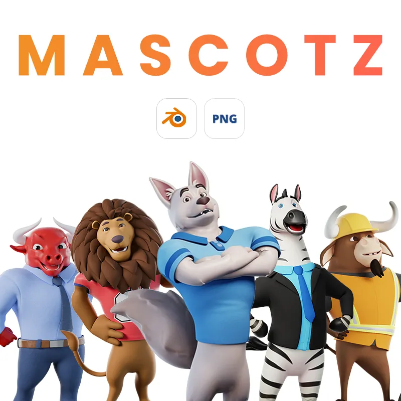 3D cartoon mascots pack