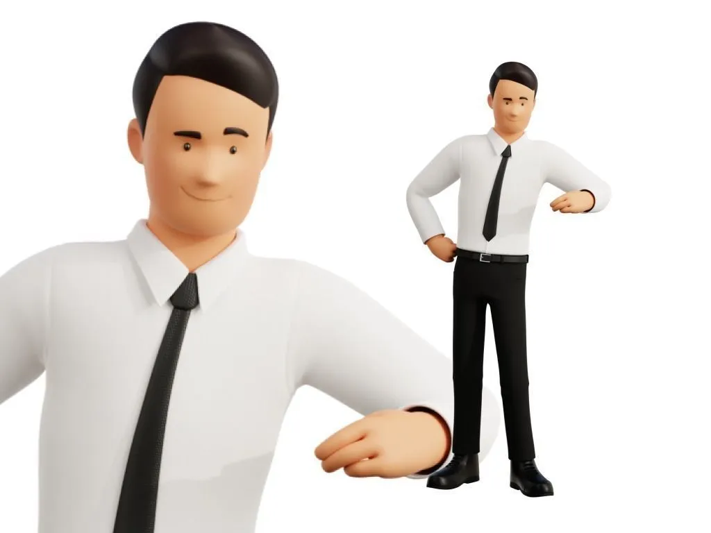 Business Office Man Character 3D model full body render