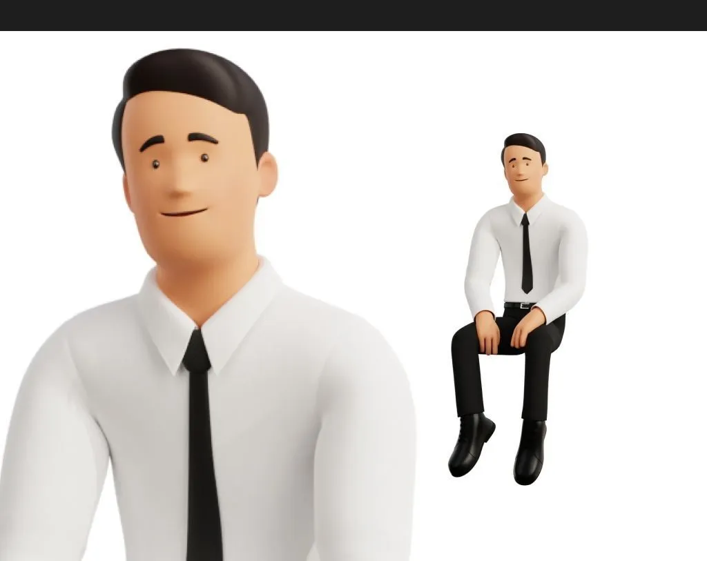 Business Office Man Character 3D character model pose