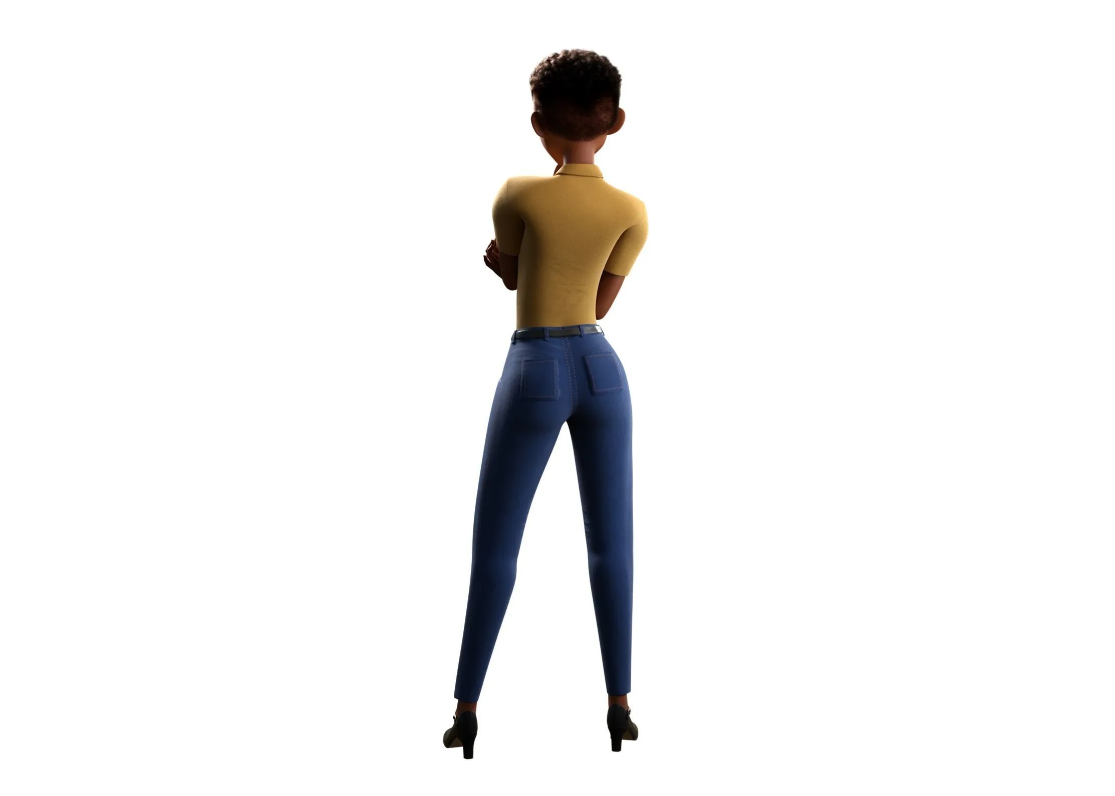 Cartoon Black Female Character 3D character model showcase