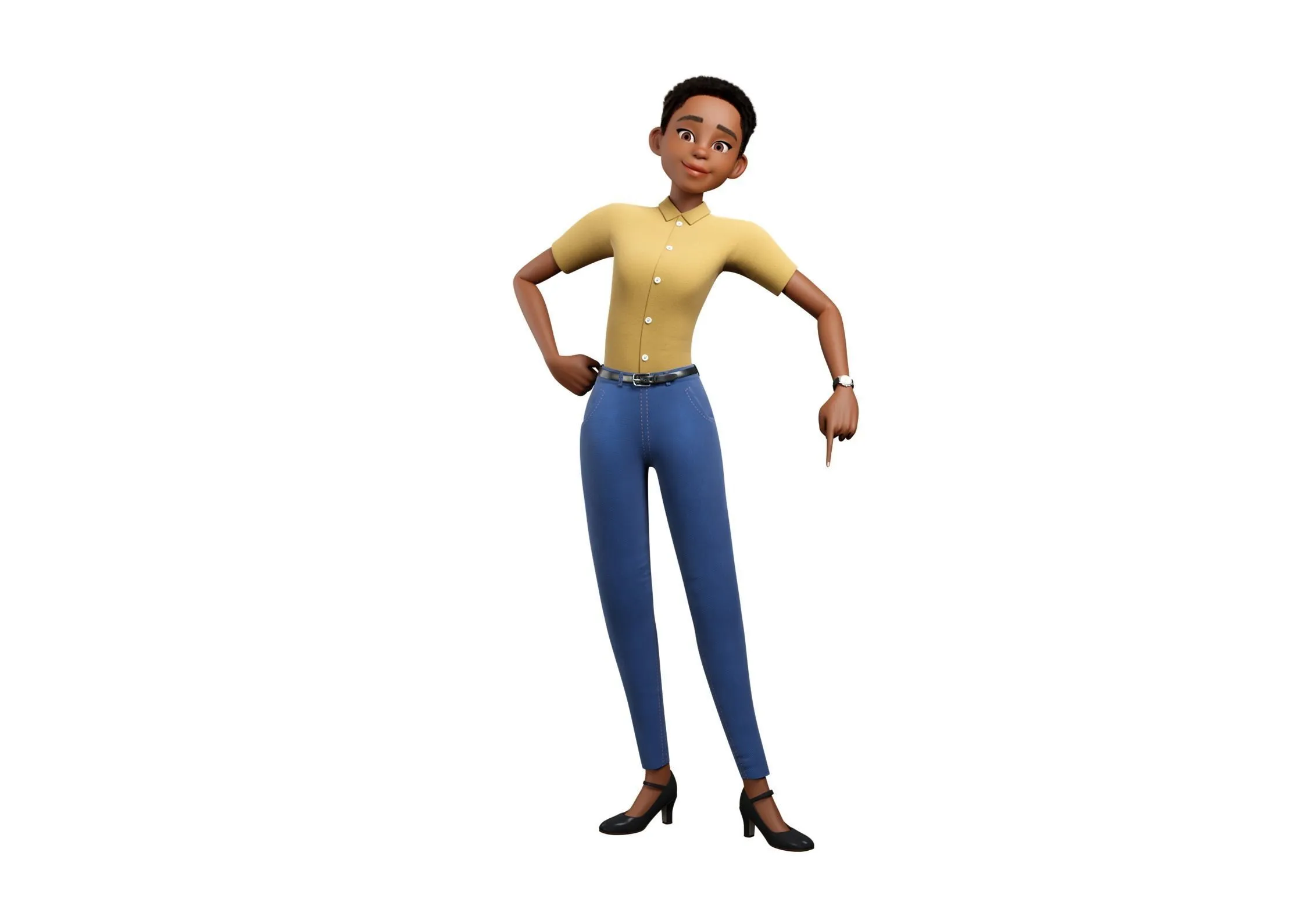 Cartoon Black Female Character 3D model high quality render