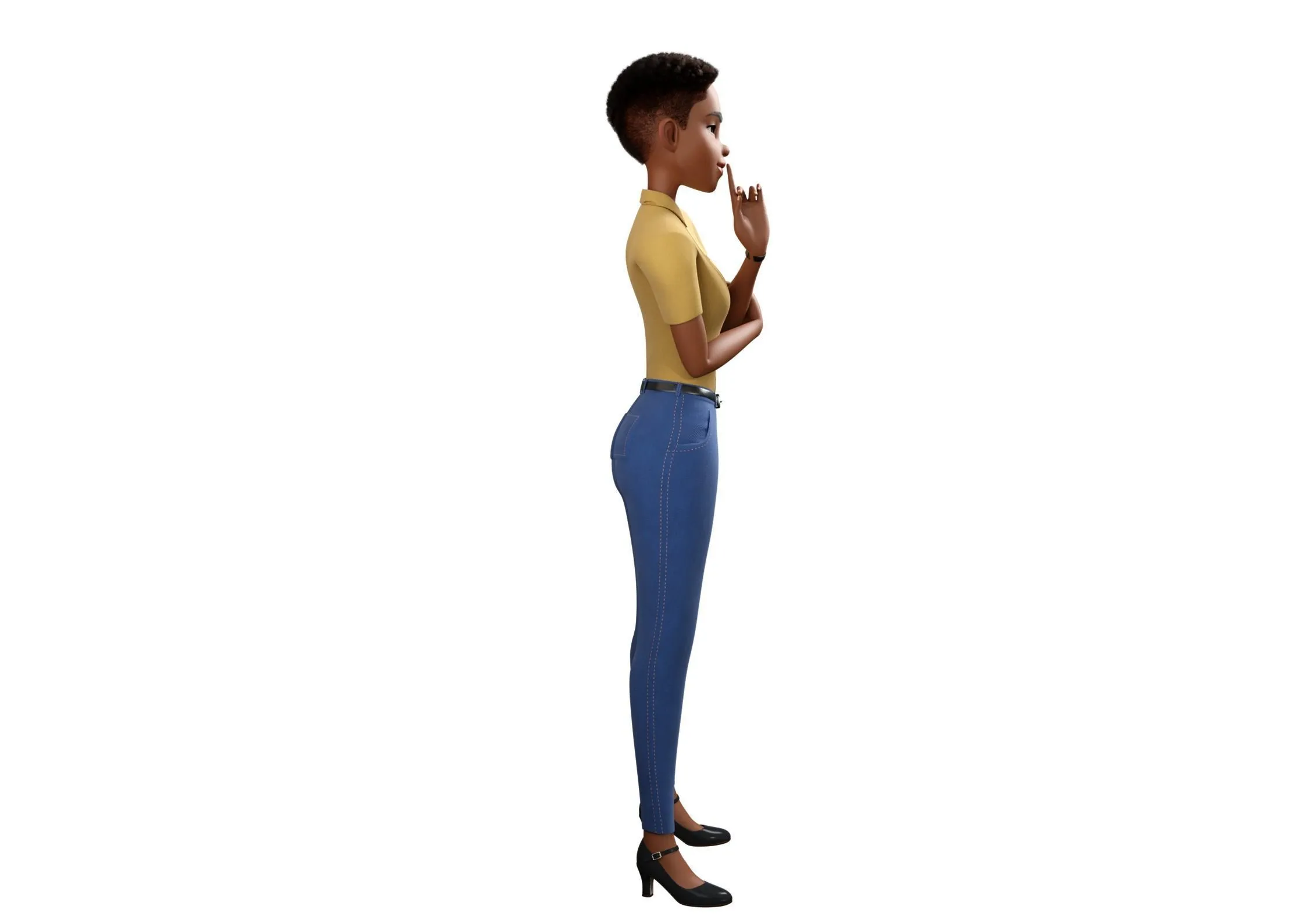 Cartoon Black Female Character 3D character model showcase