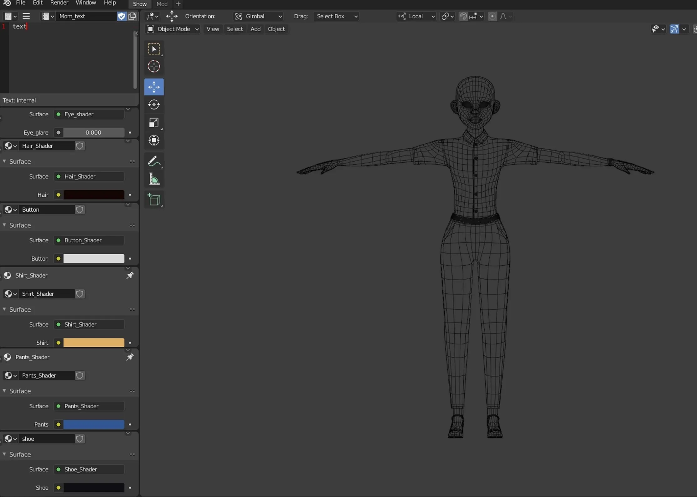 Cartoon Black Female Character low-poly quad topology wireframe mesh