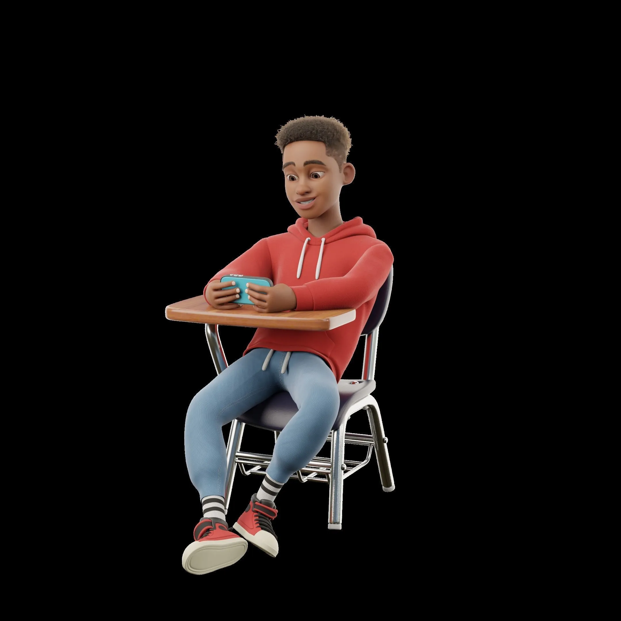 Stylized black man teen character 3D character showcase 6