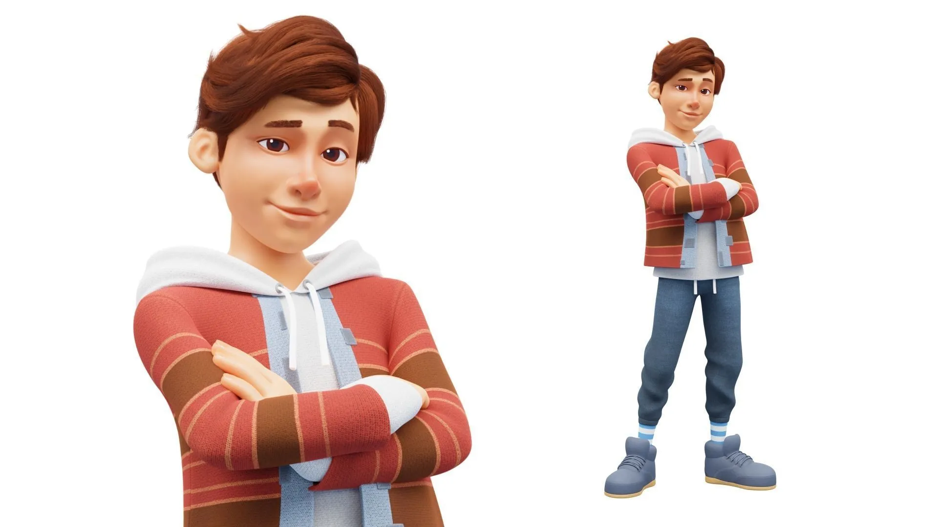 Cartoon Boy Teen 3D model animation preview