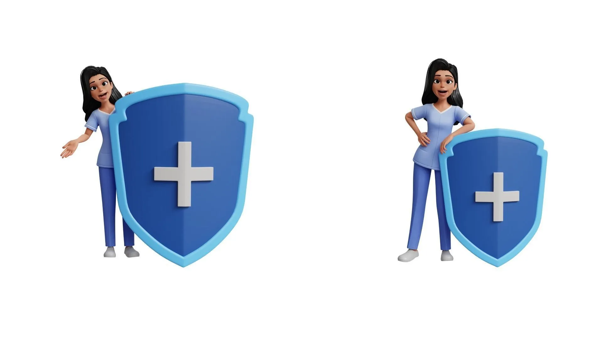 Cartoon Nurse Female Character close-up view