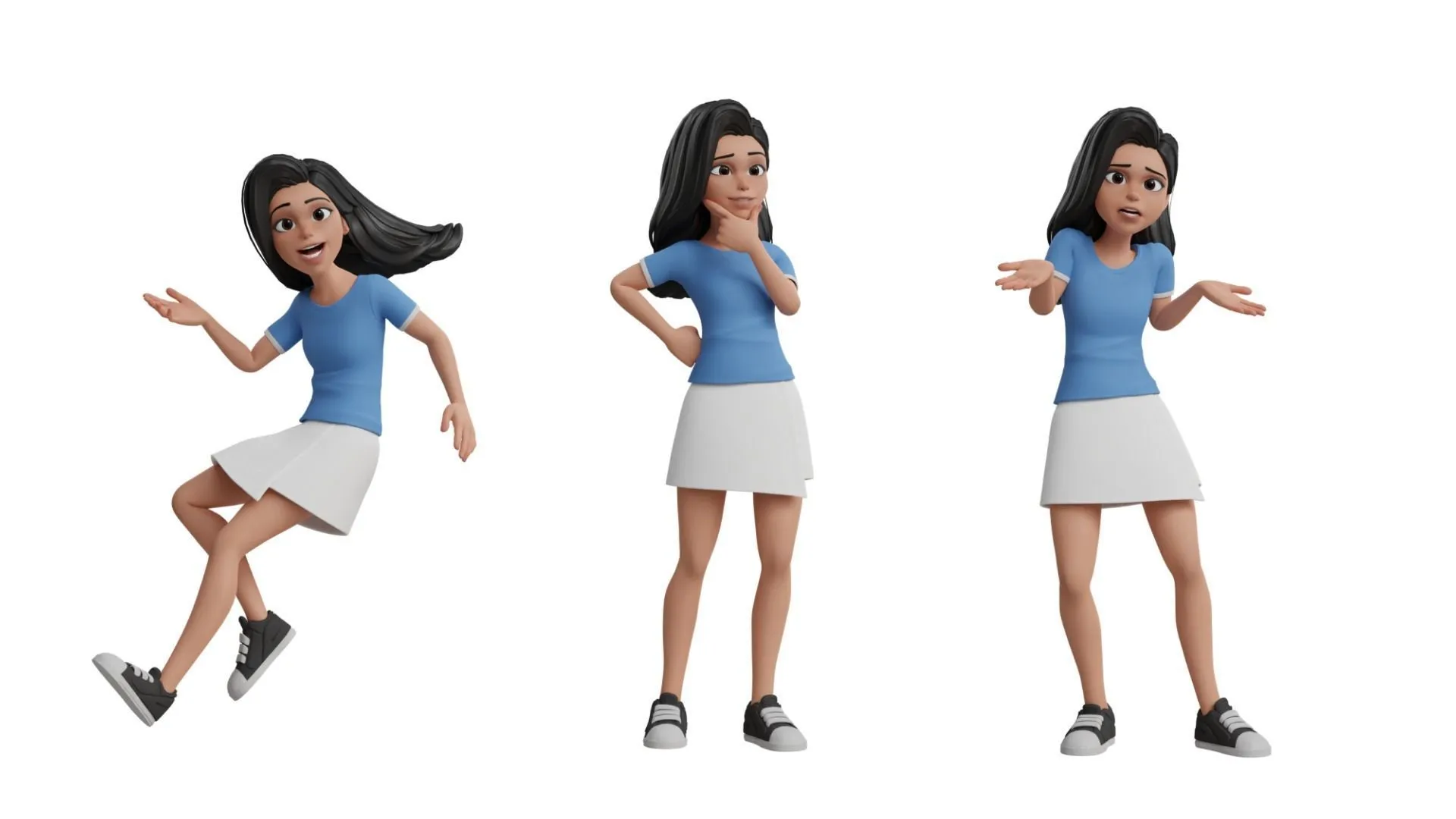 Cartoon White Woman Teen 3D animation showcase