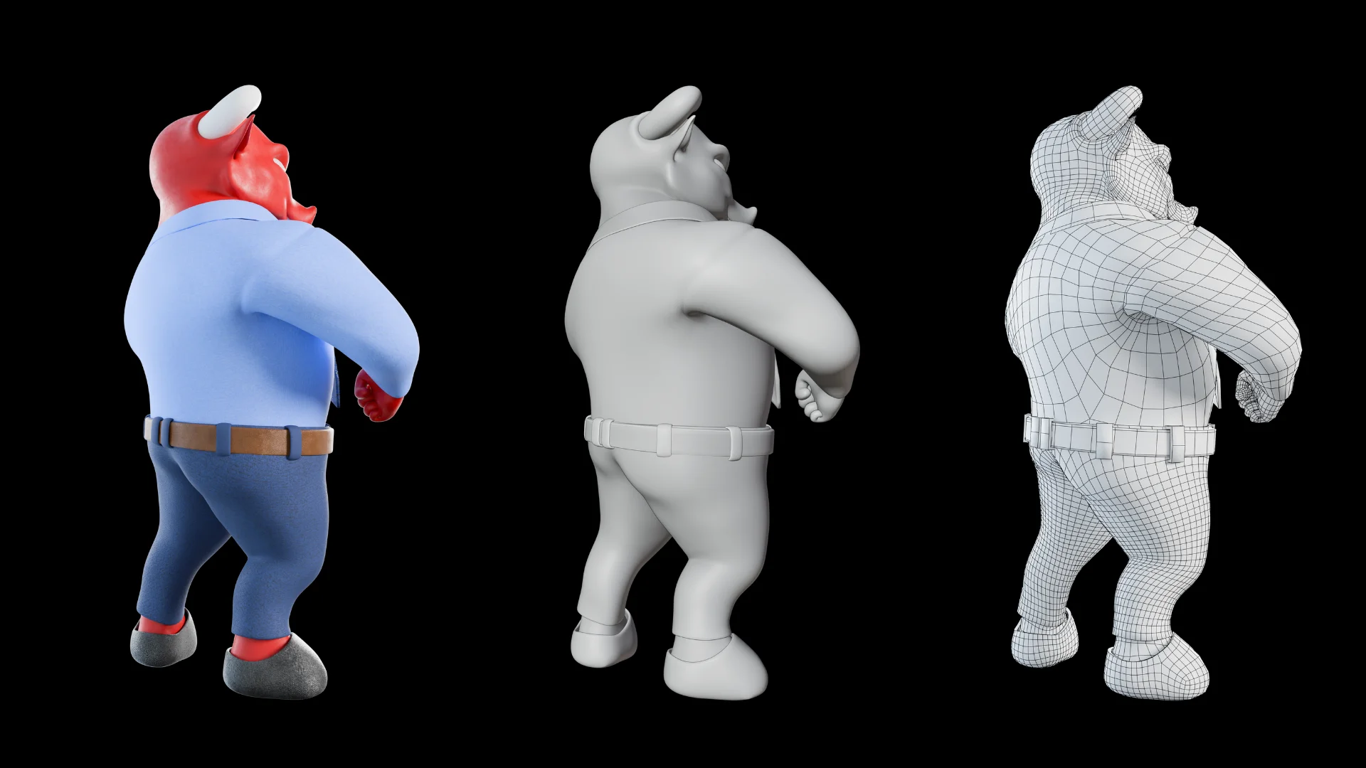 Professional business bull mascot 3D character showcase 4