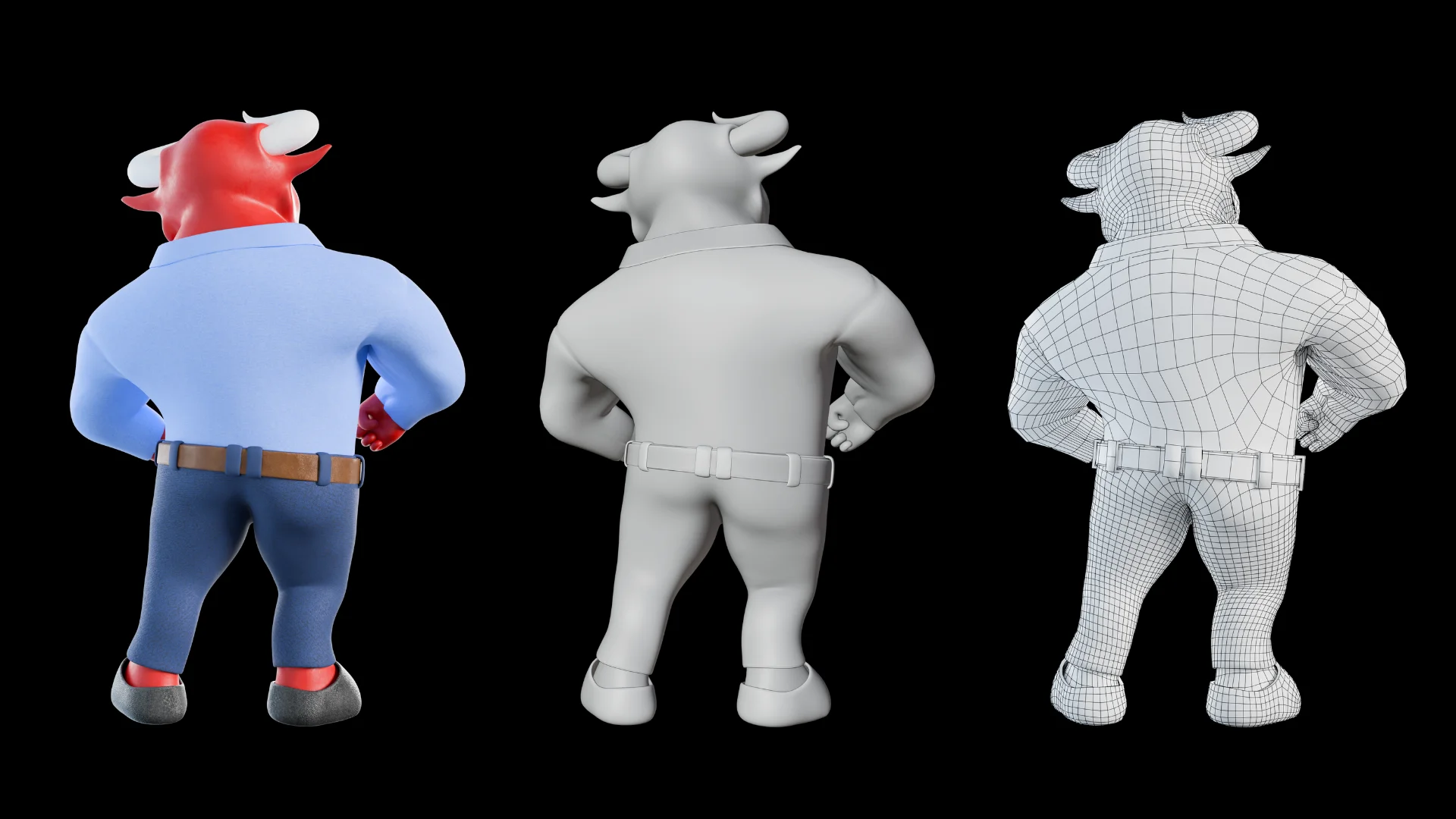 Professional business bull mascot 3D character showcase 5