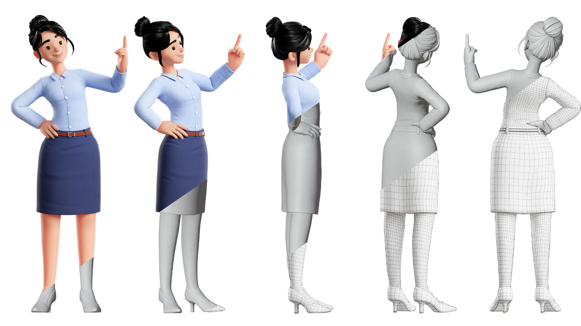 Business Office Cartoon Woman 3D character animation showcase