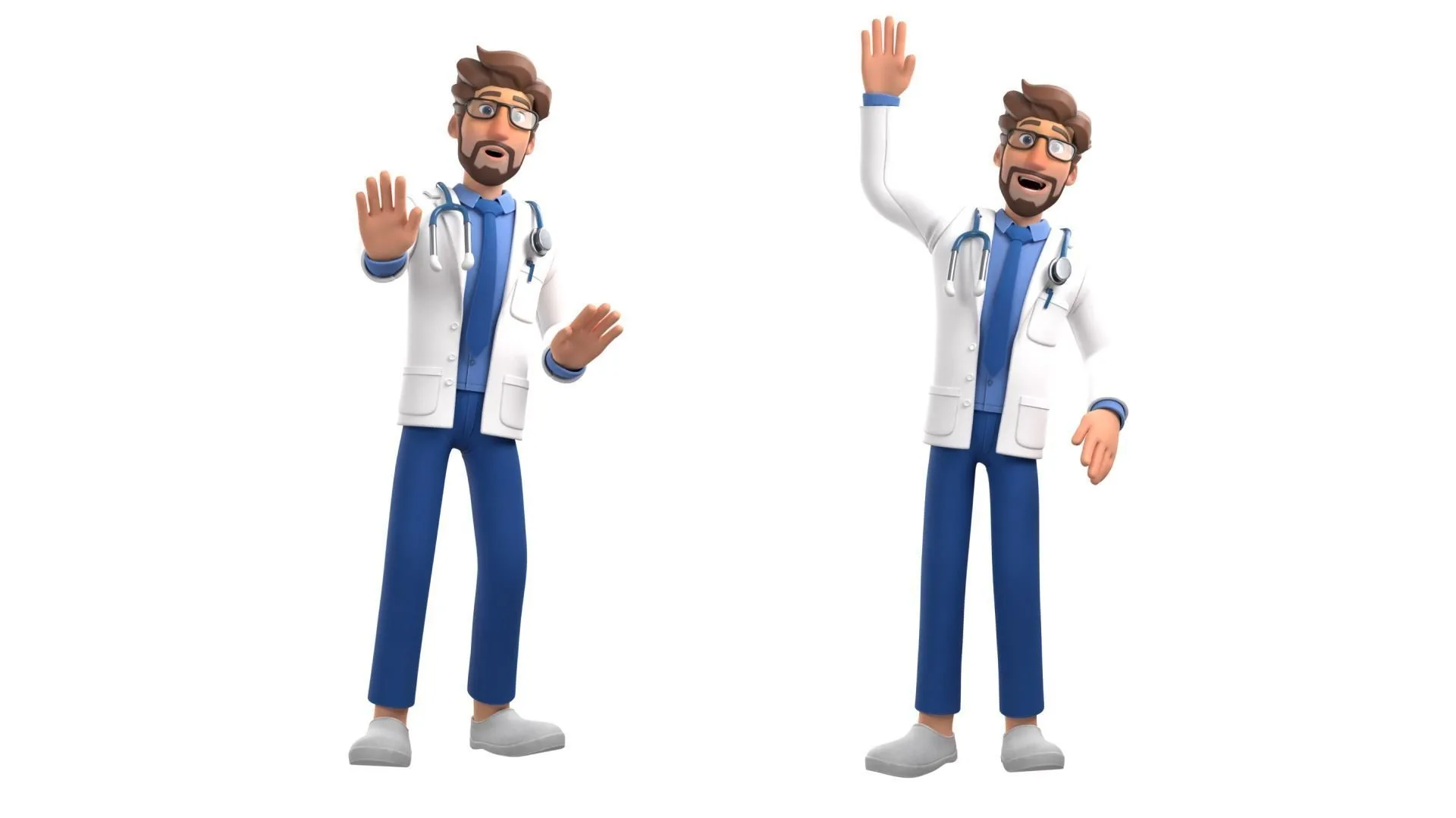 Cartoon Doctor 3D Character high quality details showcase
