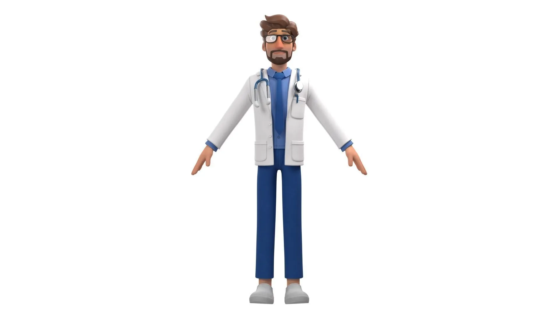 Cartoon Doctor 3D Character close-up view