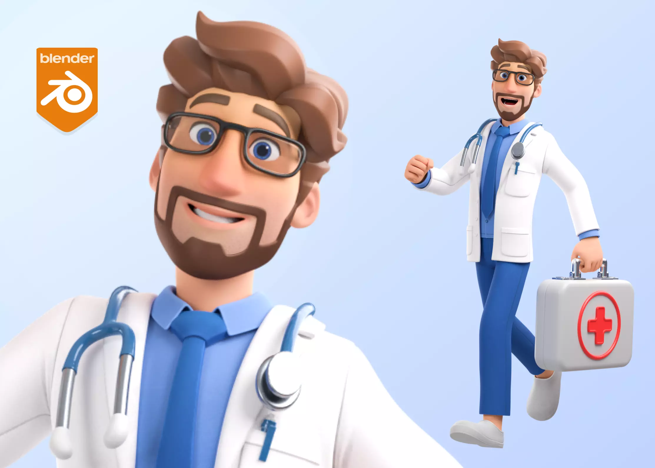 Cartoon Doctor 3D Character