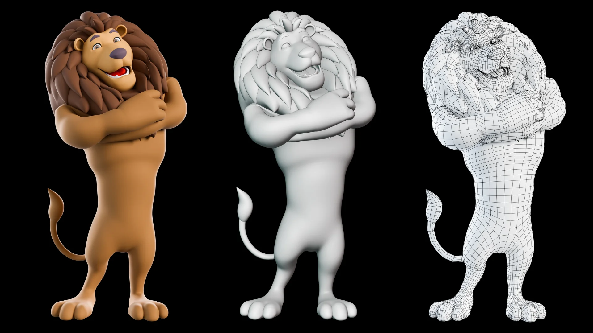 Stylized lion mascot 3D character showcase 1