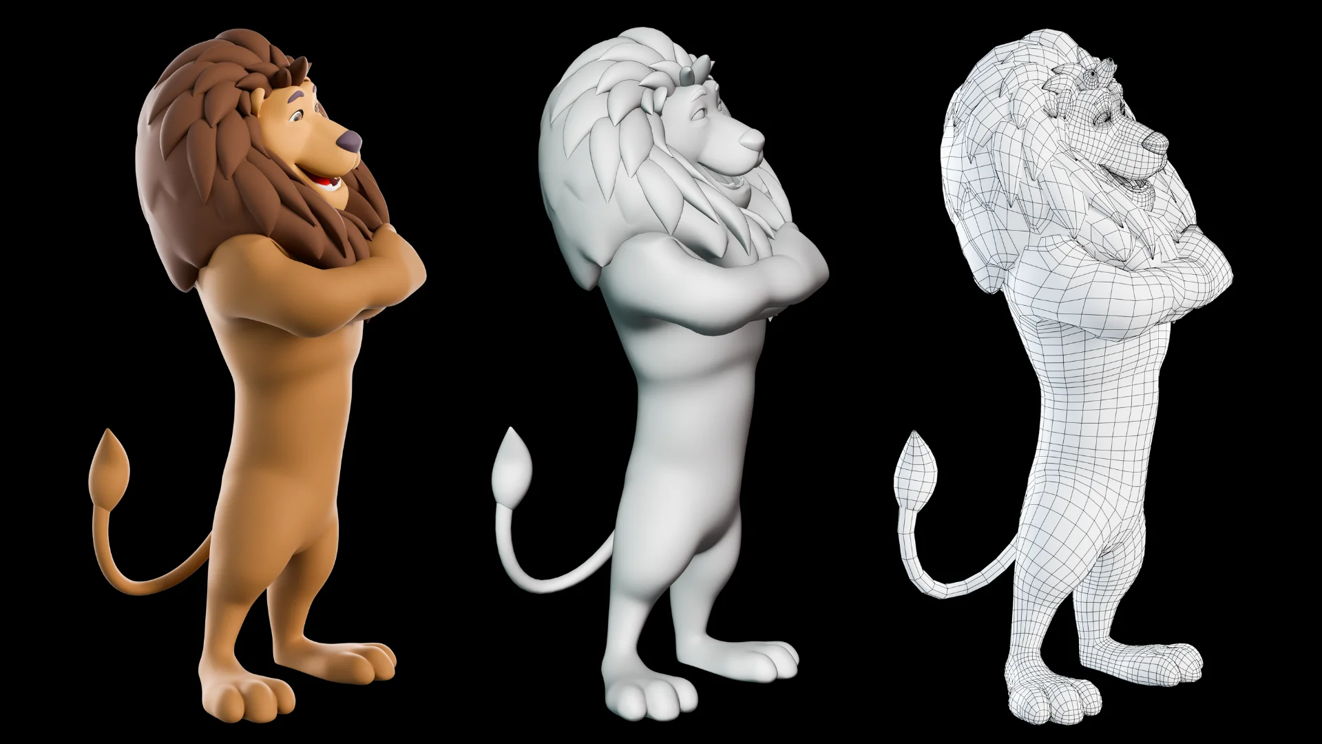 Stylized lion mascot 3D character showcase 2