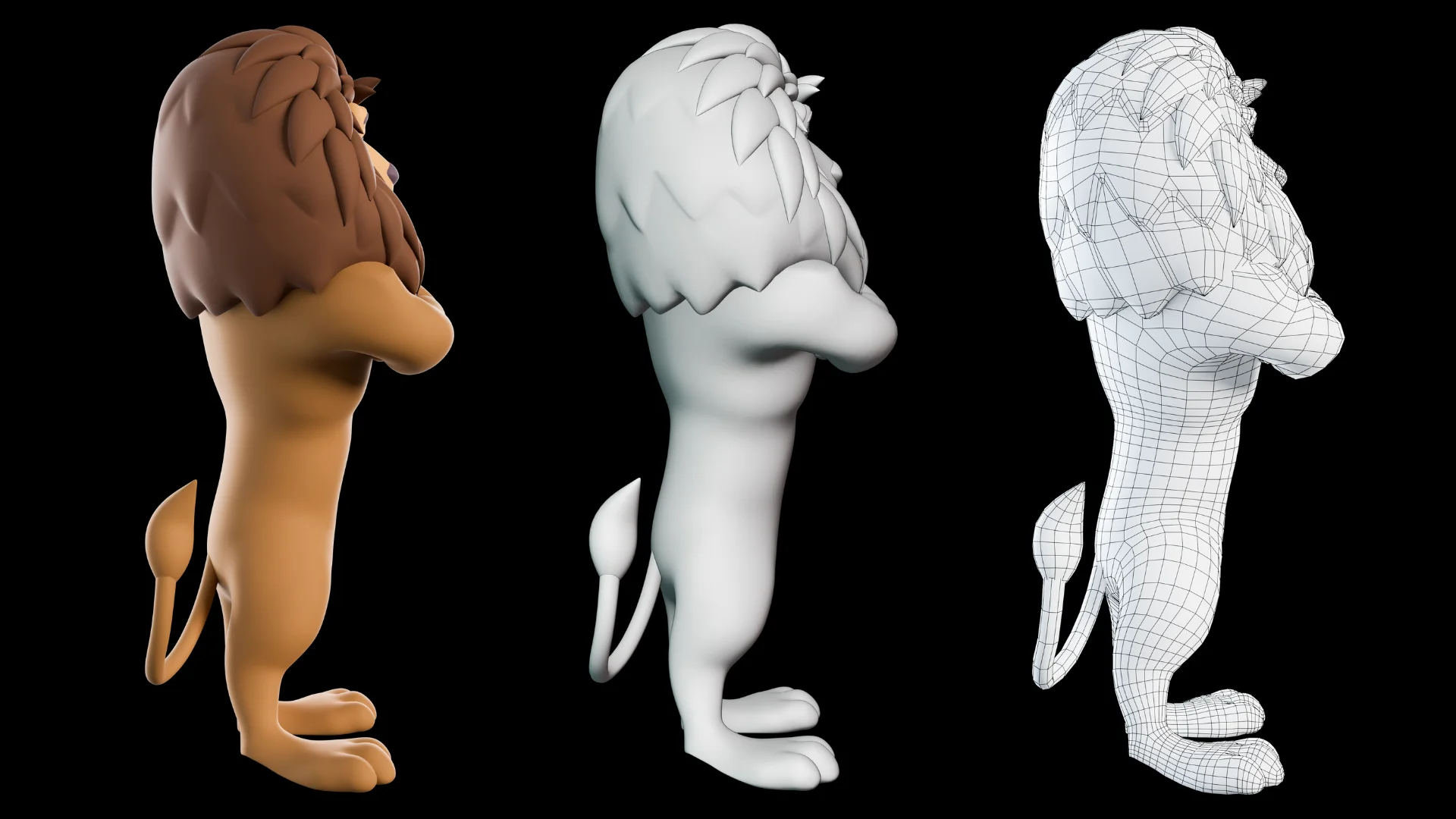 Stylized lion mascot 3D character showcase 3
