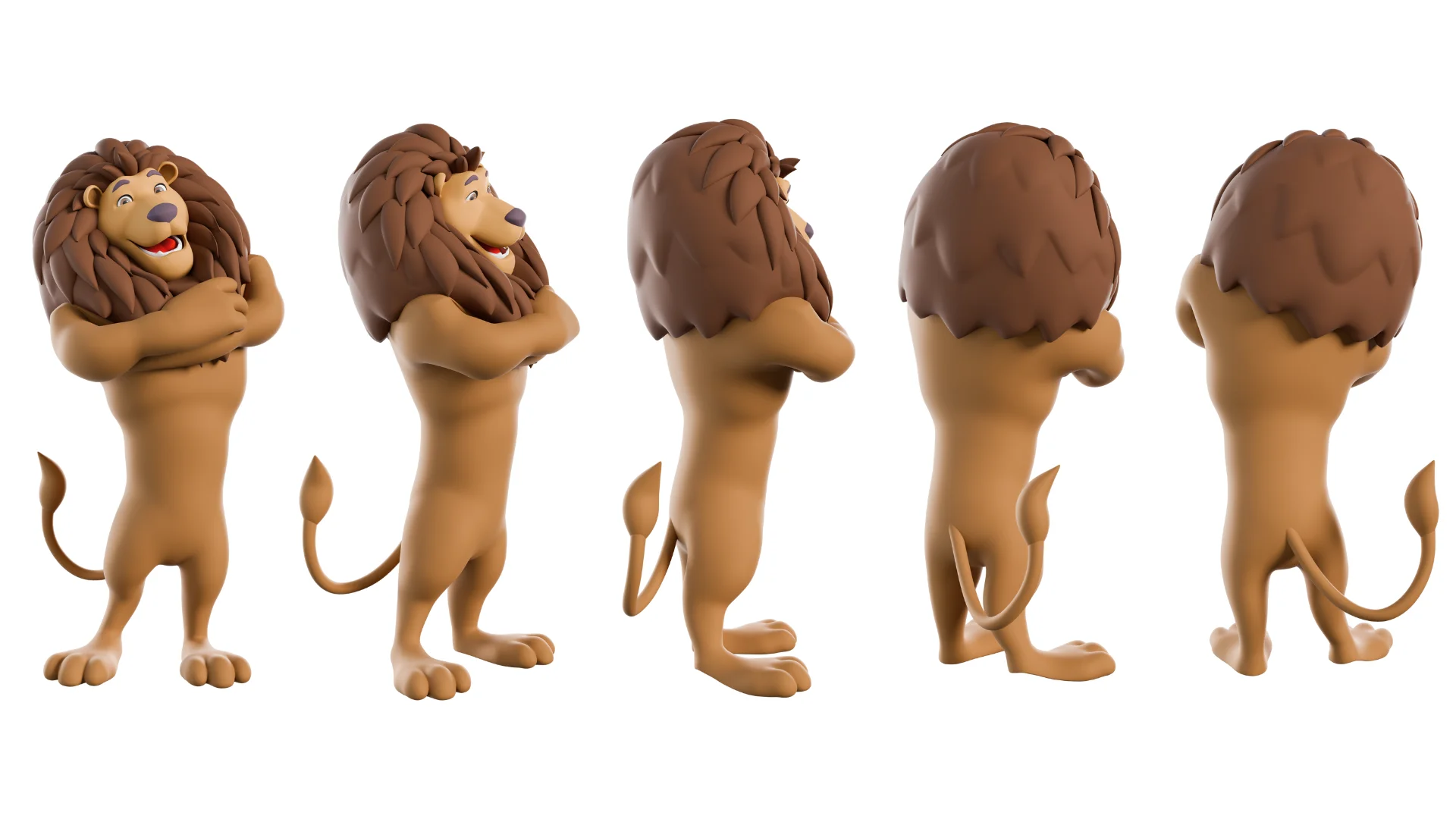 Stylized lion mascot 3D character close up showcase