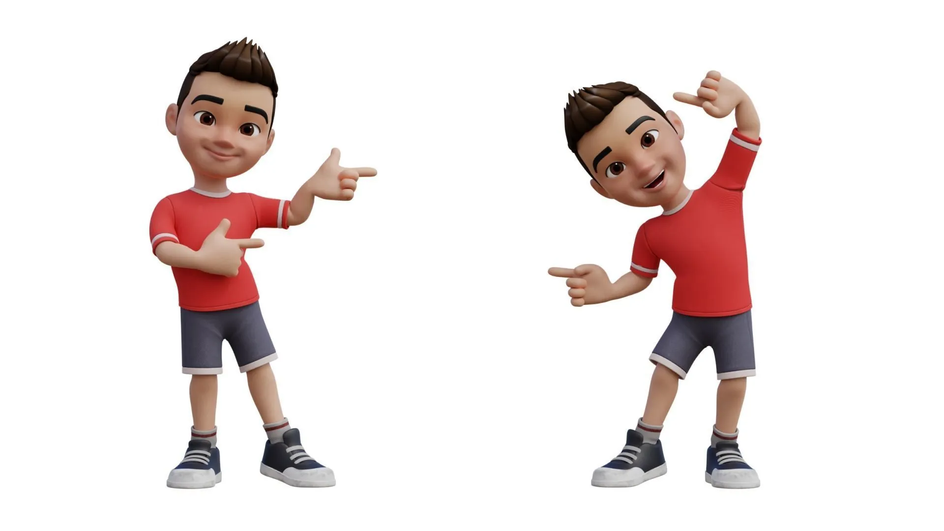 Cartoon White Boy high quality 3D model details showcase