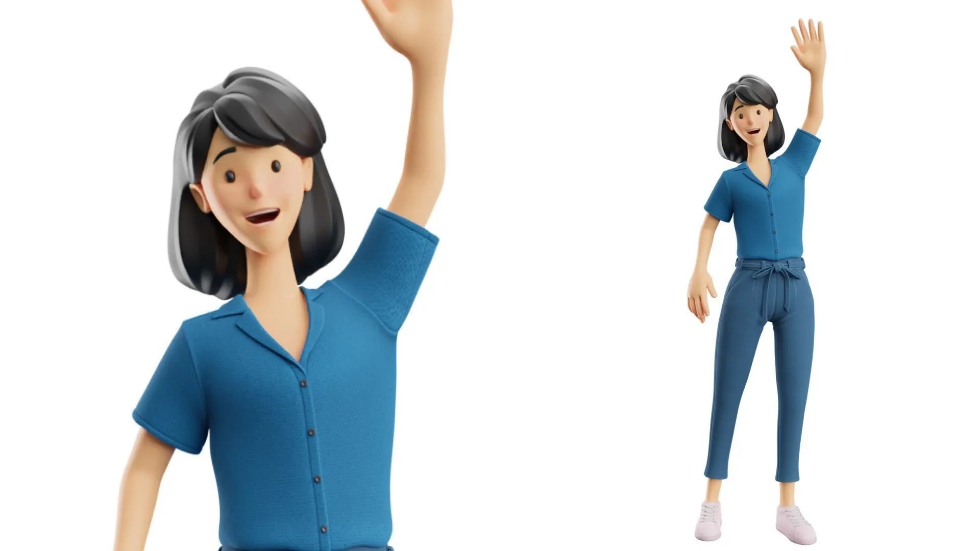 Cartoon Woman Illustration rigged in different pose