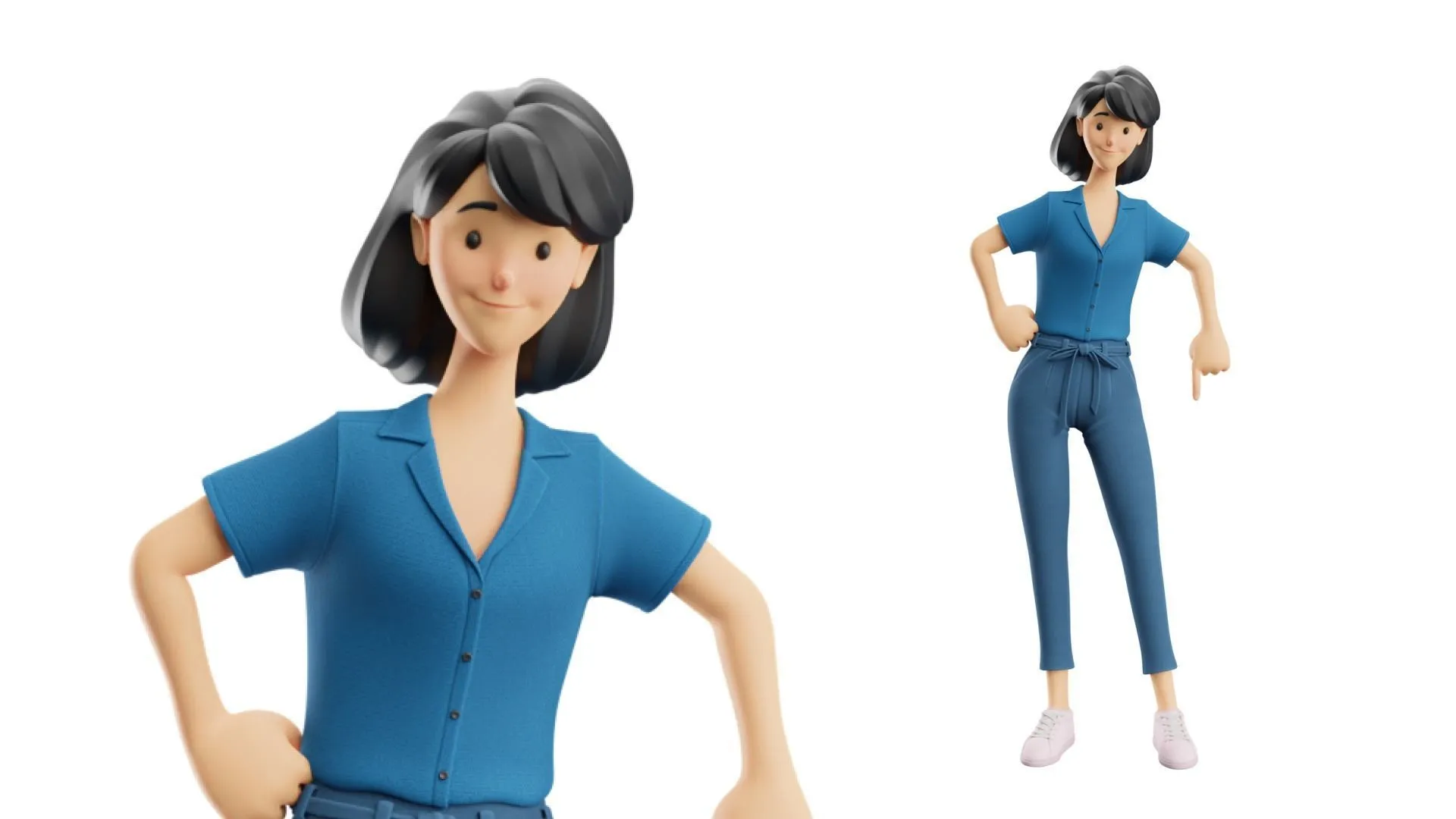 Cartoon Woman Illustration full body render
