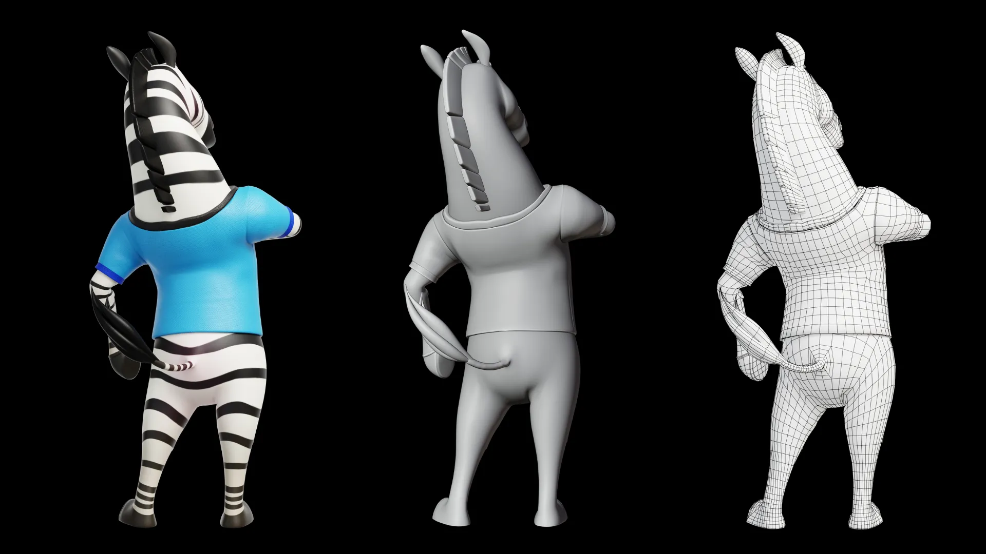 Stylized zebra mascot 3D character showcase 5