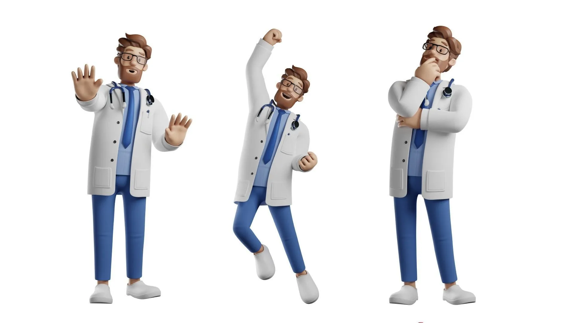 Doctor Cartoon Male Character 3D model in Blender workspace