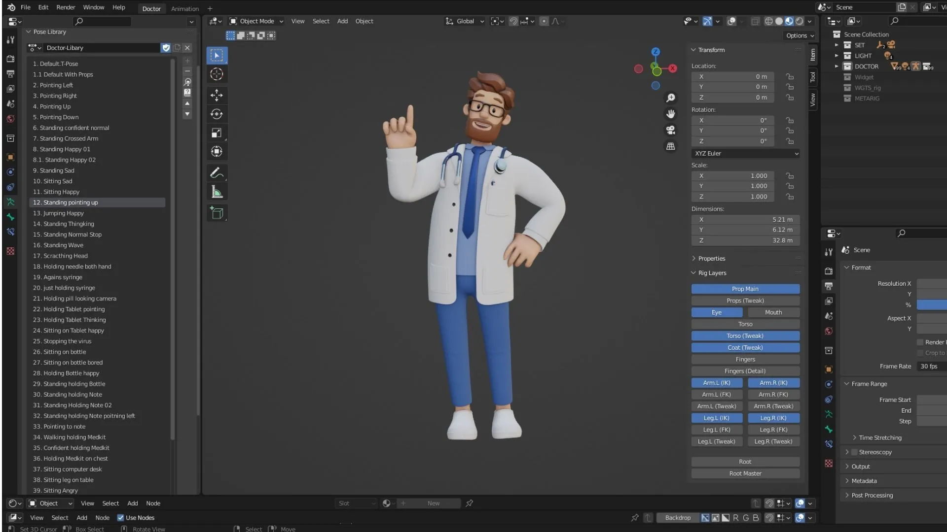 Blender source files preview for Doctor Cartoon Male Character