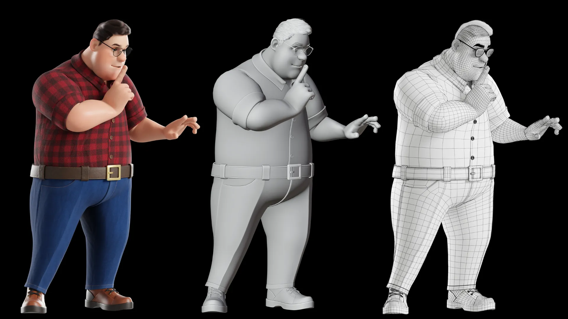 3D Fat Man character render 2