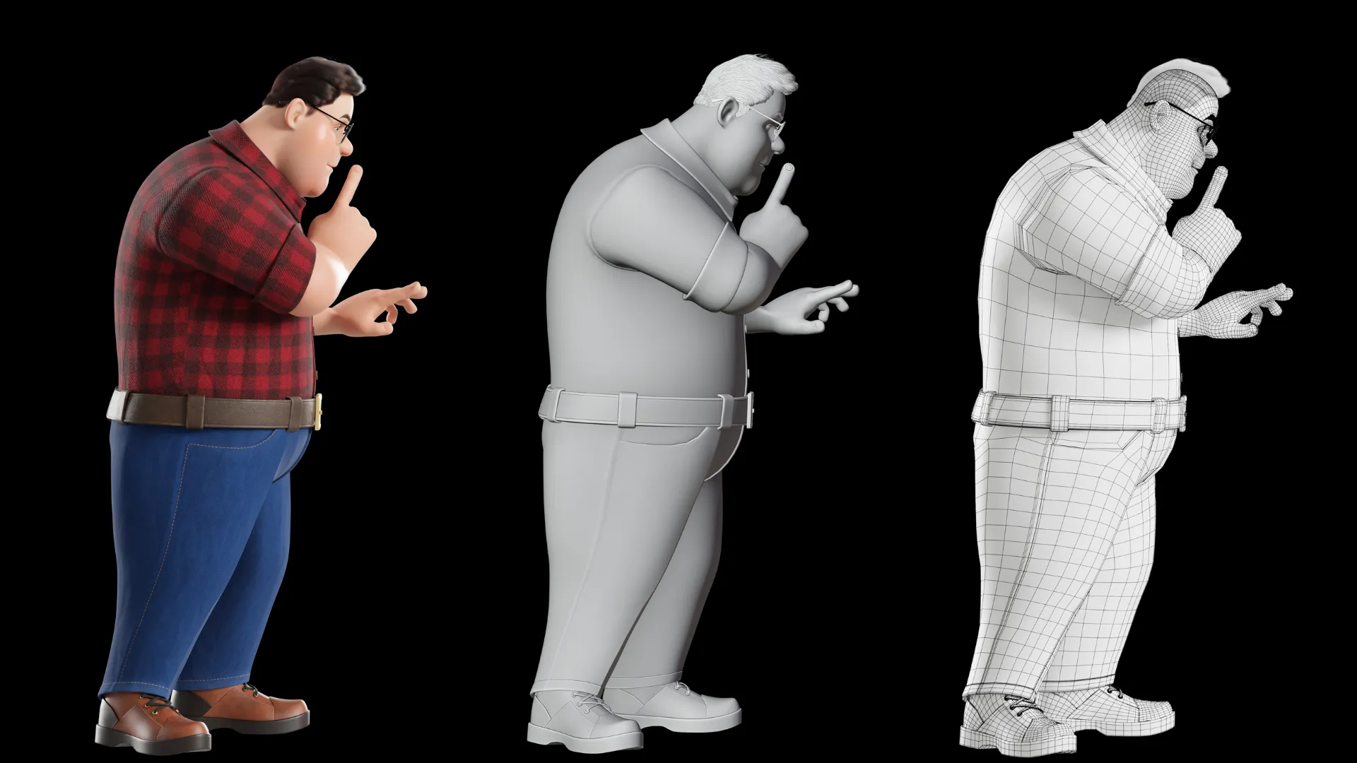 3D Fat Man character render 3