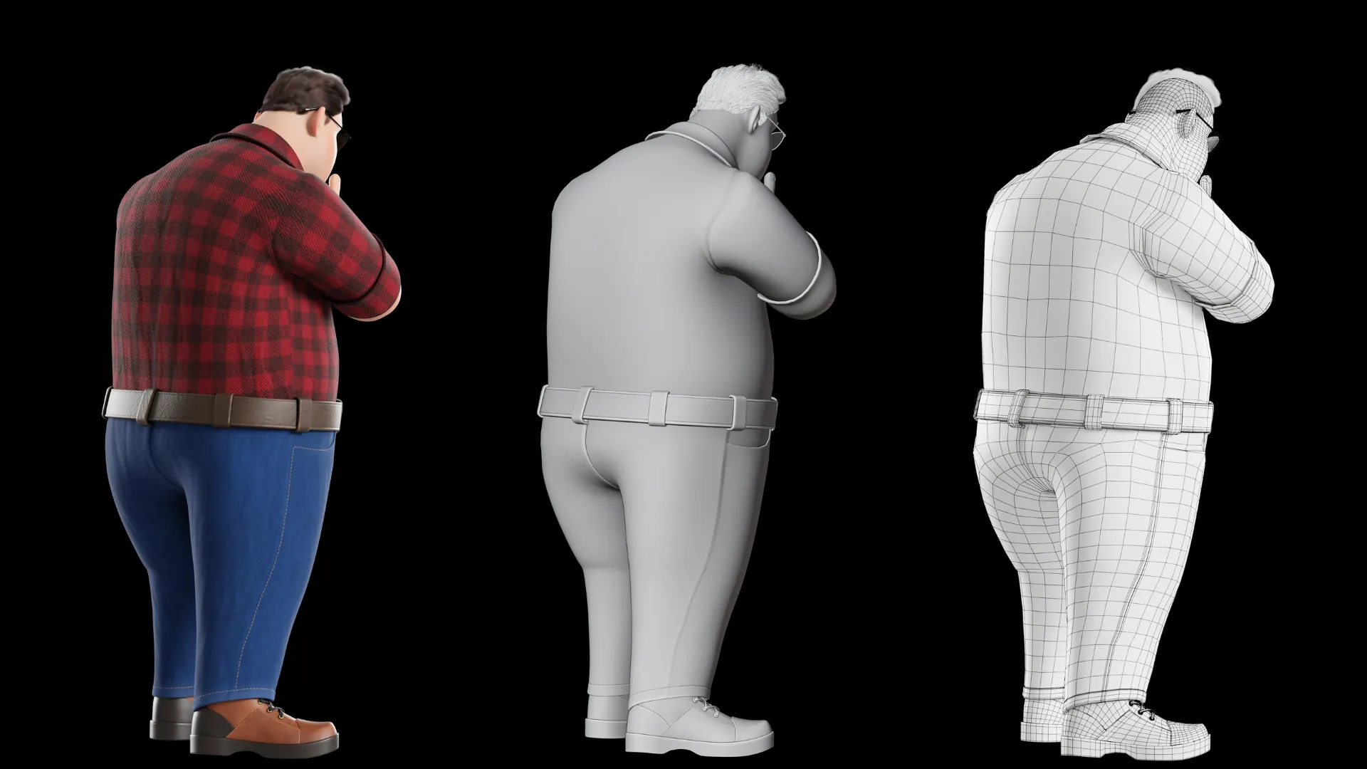 3D Fat Man character render 4