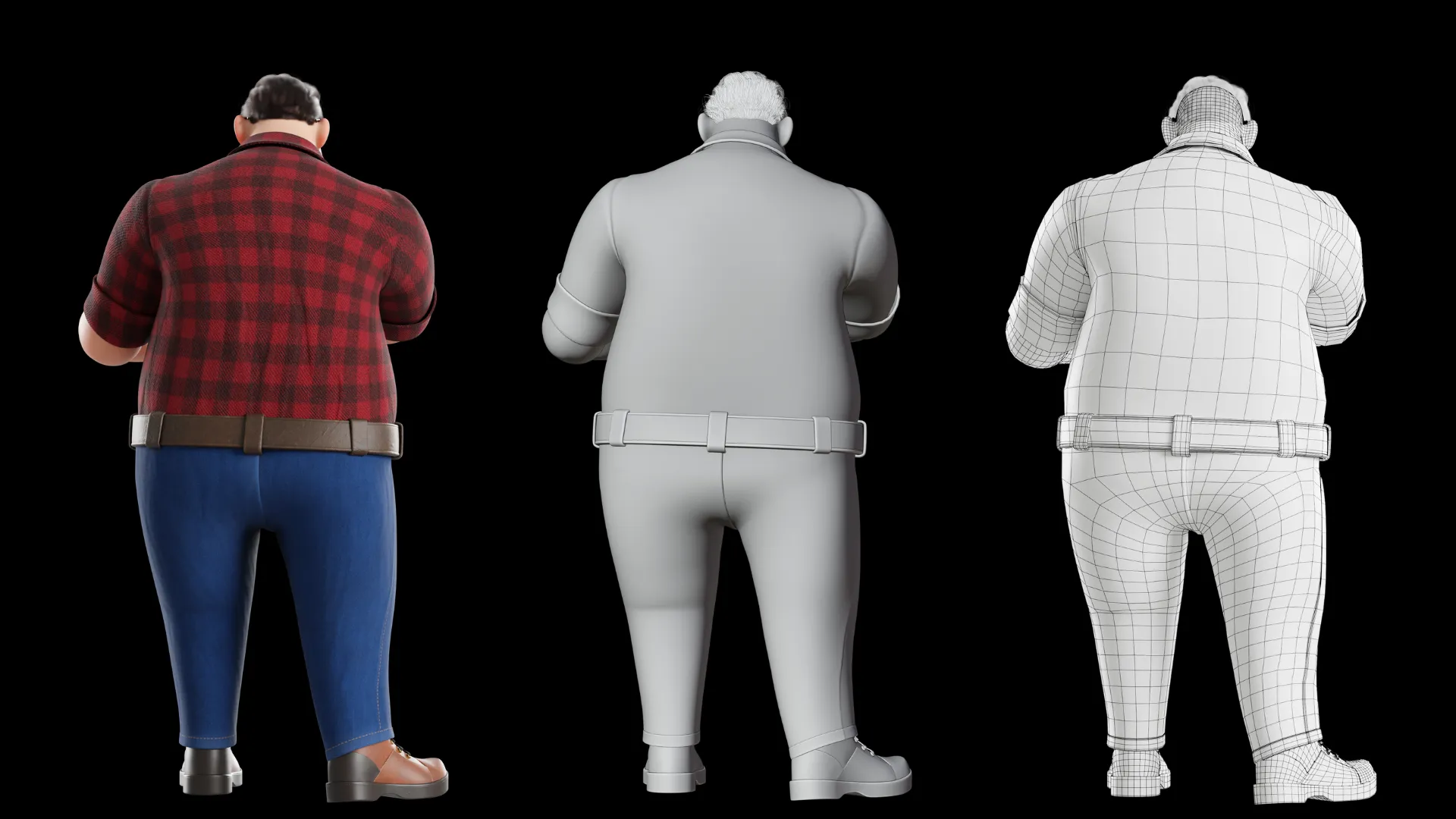 3D Fat Man character render 5