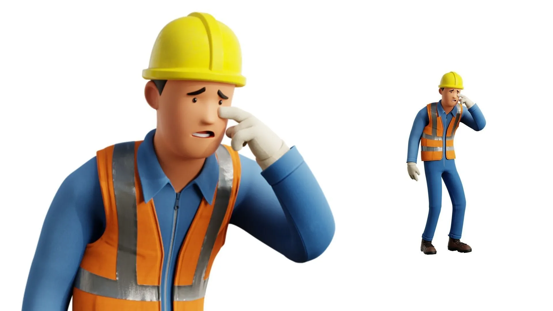 Cartoon Worker Builder Character 3D model builder action