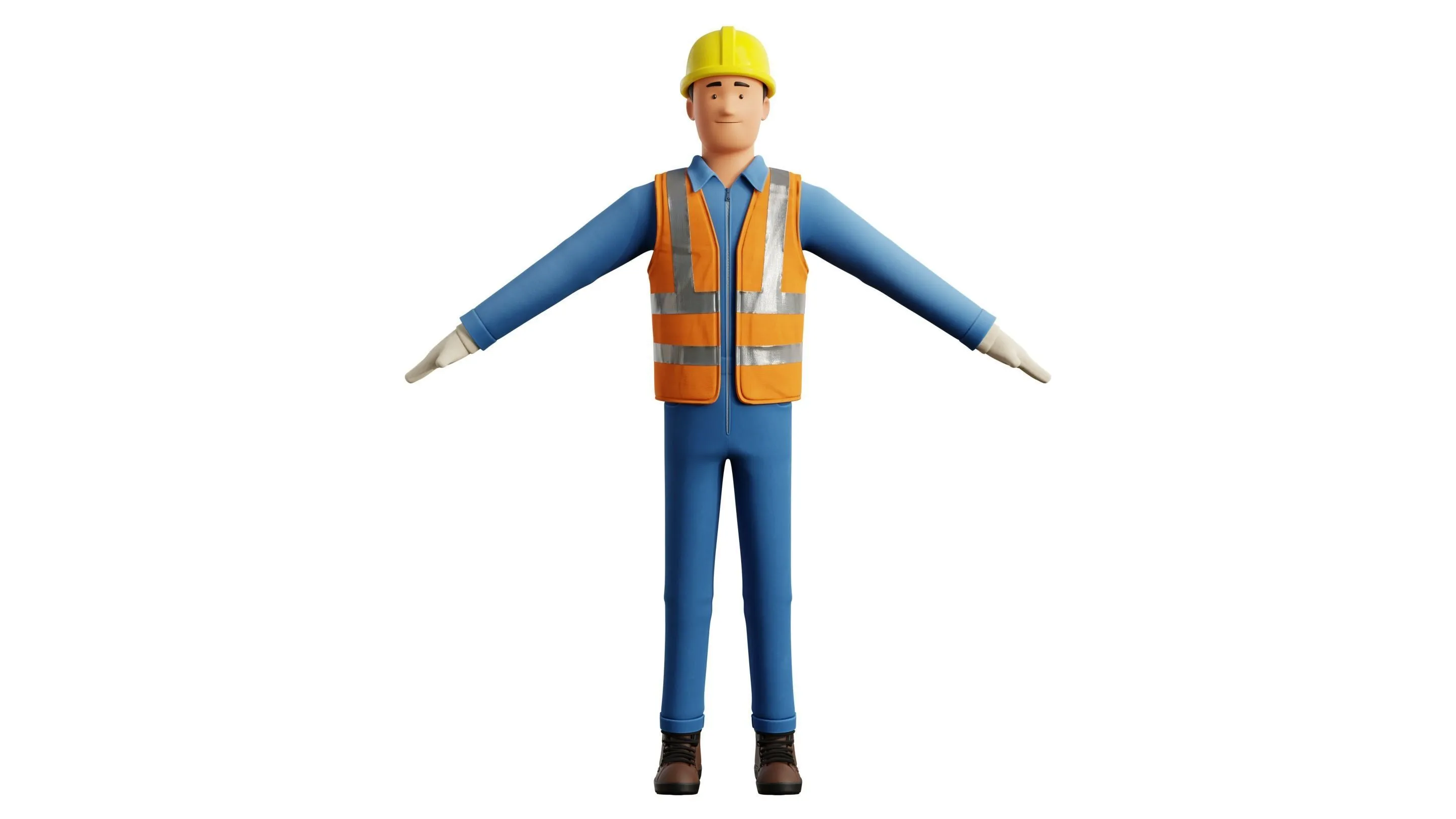 Cartoon Worker Builder Character 3D model professional render