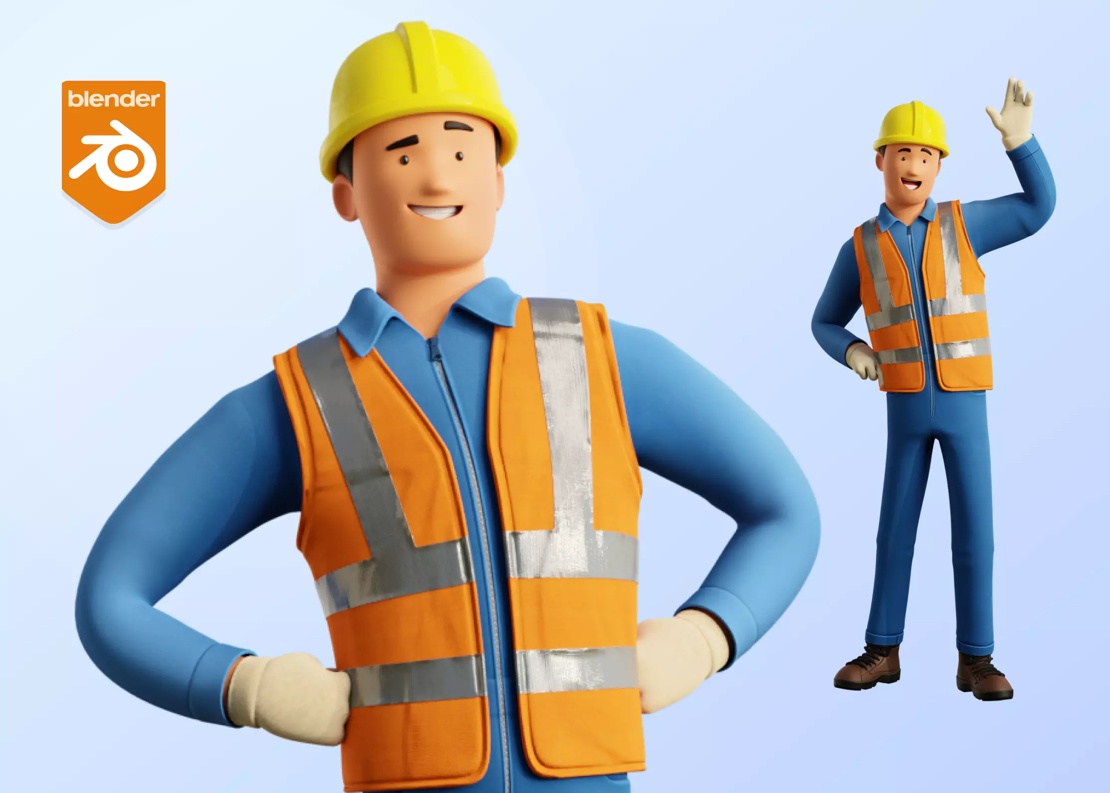 Cartoon Worker Builder Character