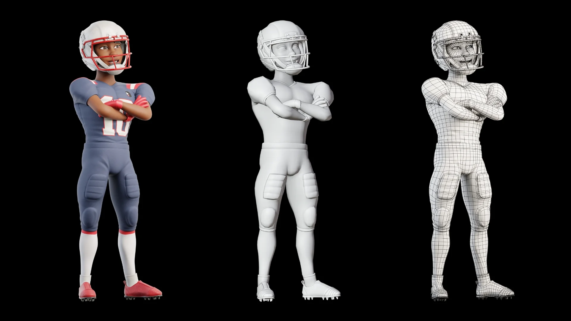 Cartoon NFL sport player 3D character showcase 2