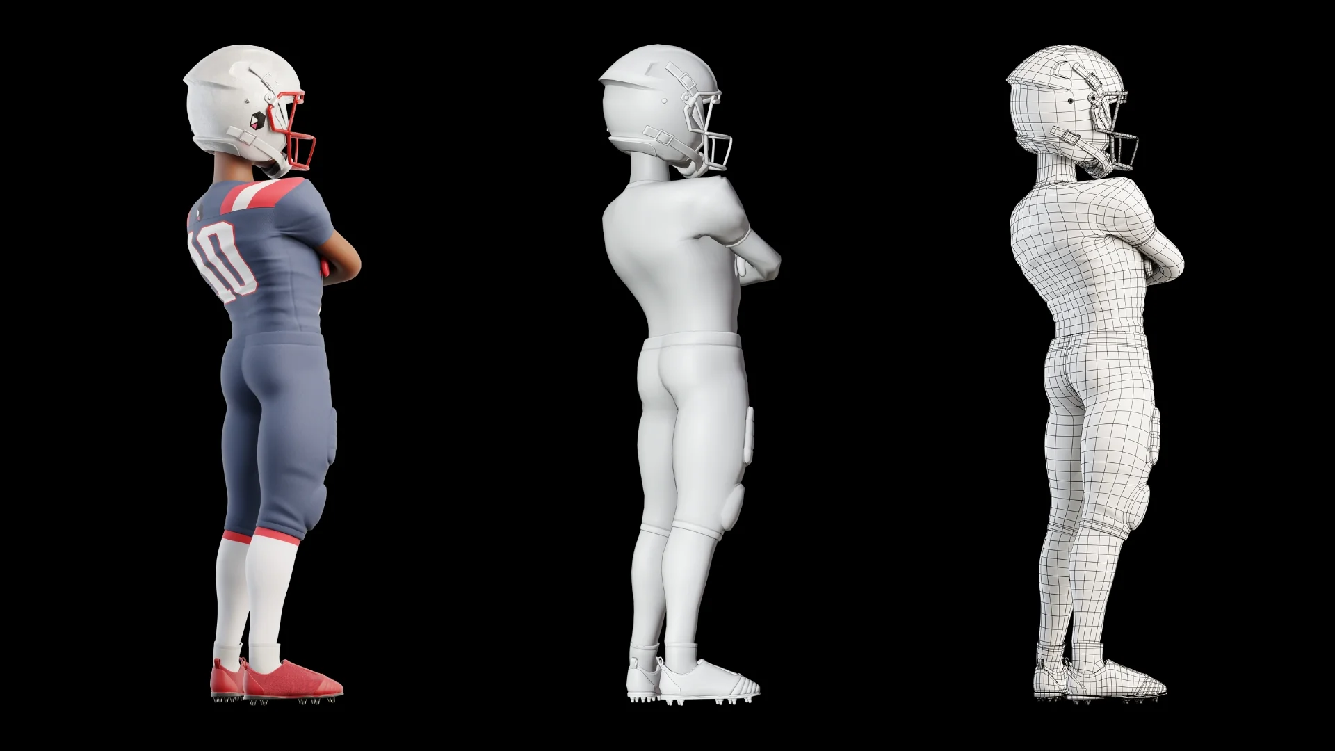 Cartoon NFL sport player 3D character showcase 4