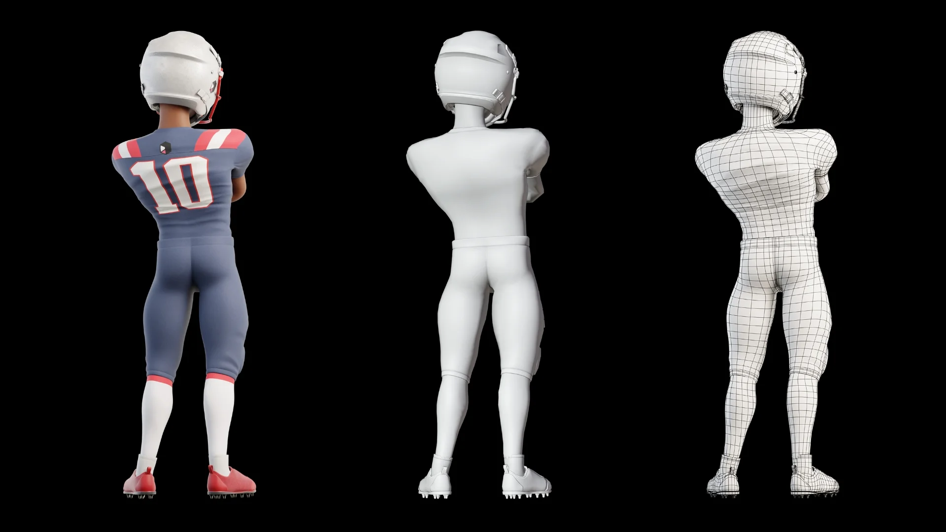 Cartoon NFL sport player 3D character showcase 5