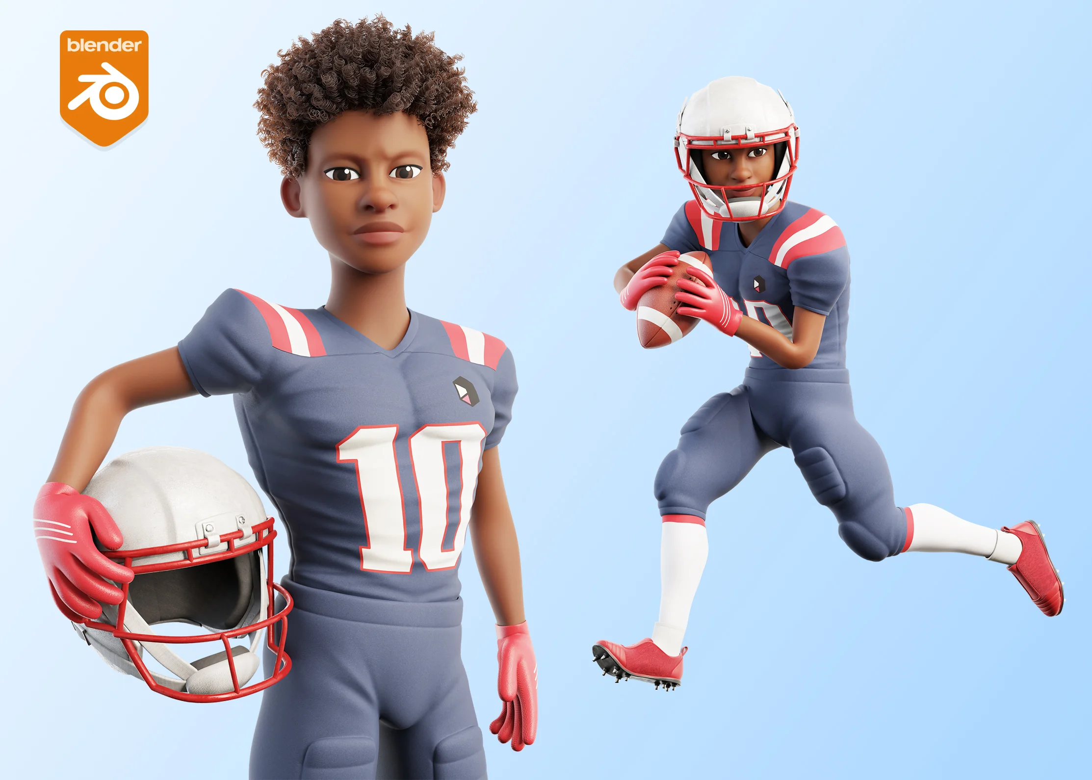 Cartoon NFL Football Player Man Rigged