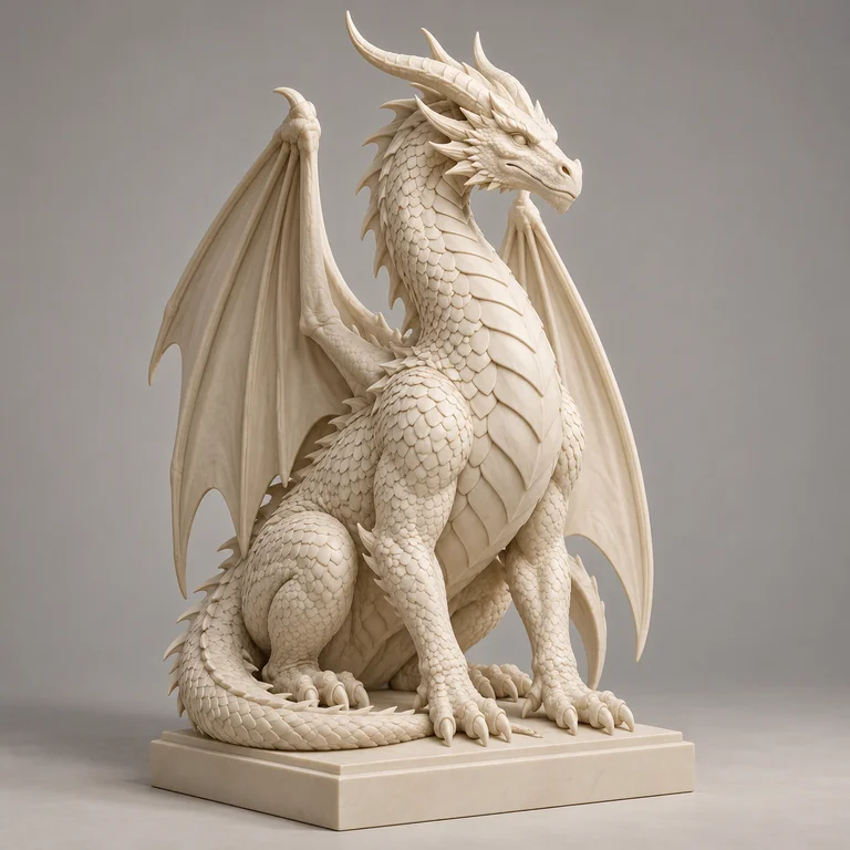 Dragon Statue clay reference preview