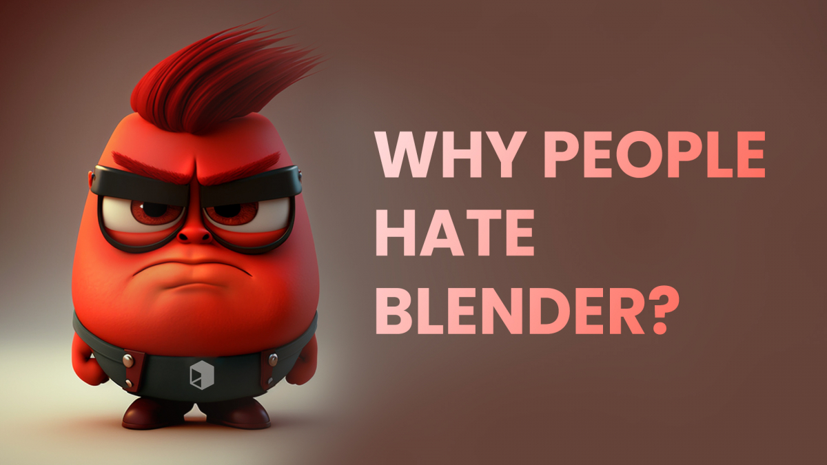 Why people hate Blender. Red little character showing the anger of Blender users.