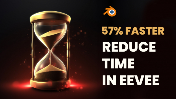 Graphical representation showing a 57% reduction in render time using the Eevee engine in Blender.