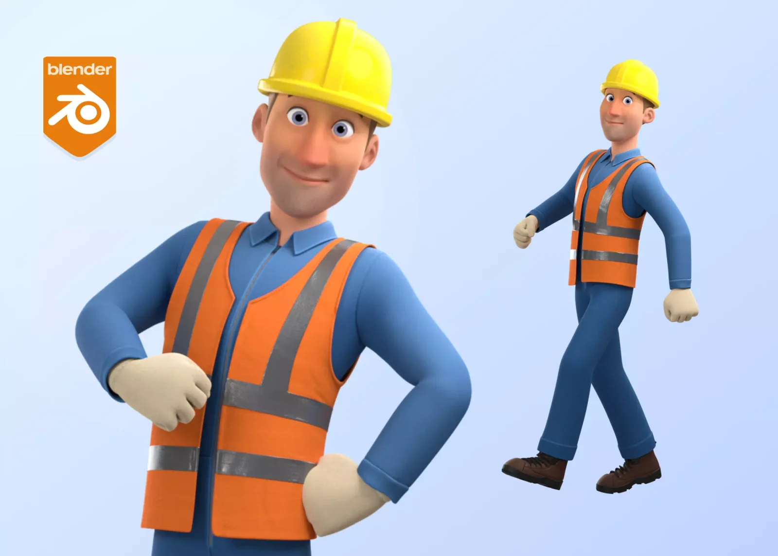Male Cartoon Construction Worker