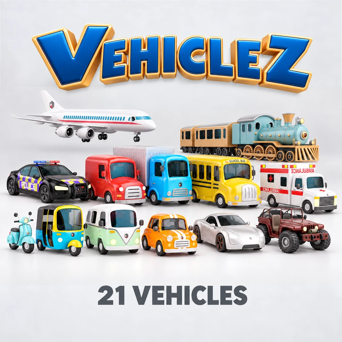 Cartoon 3D vehicles